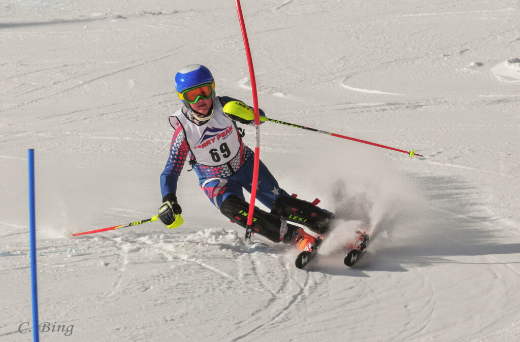 Youth slalom racer on the Black Hills Ski Team